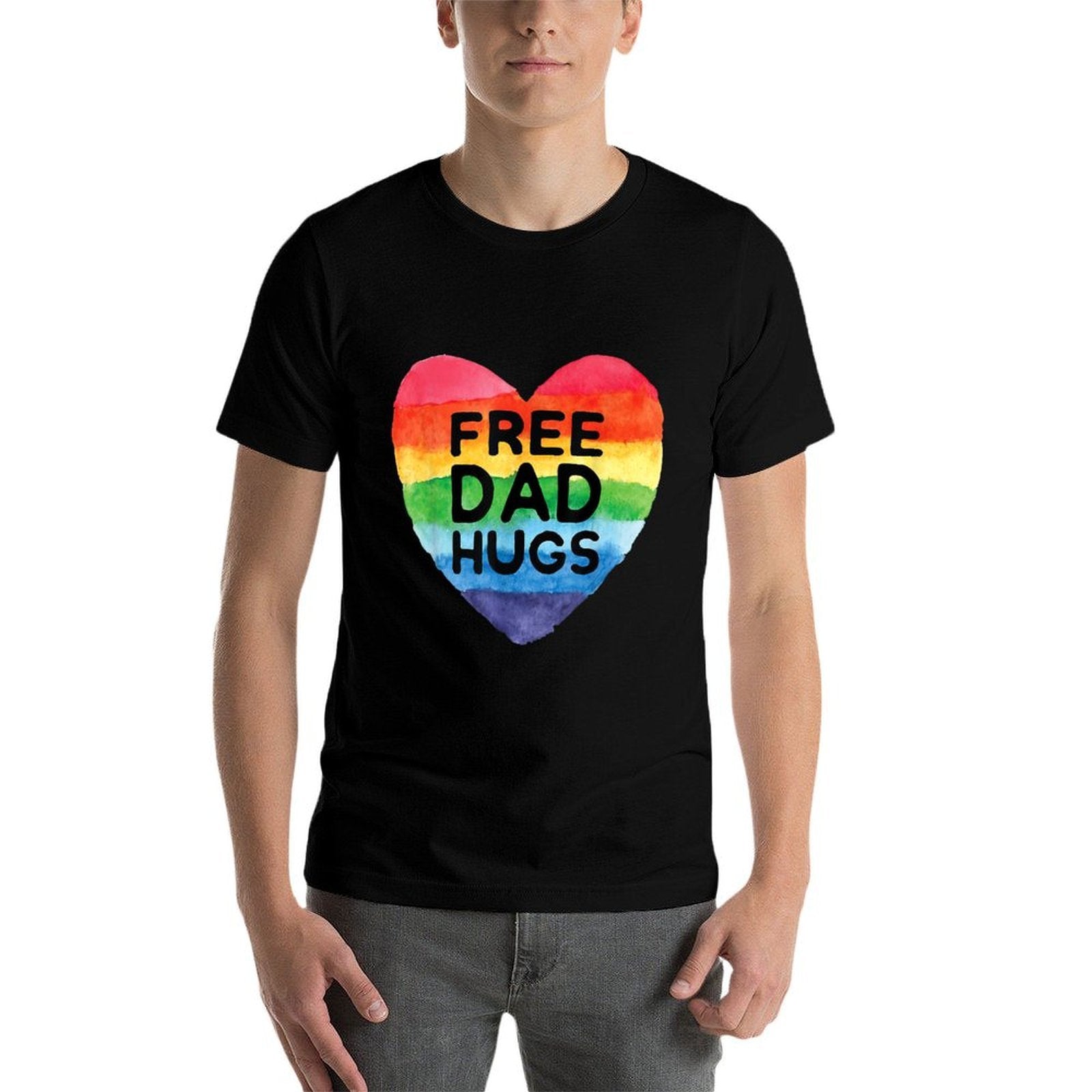 Free Dad Hugs LGBT Pride Gay Pride Parades Rainbow Lgbt  Rolled Sleeves T-Shirt