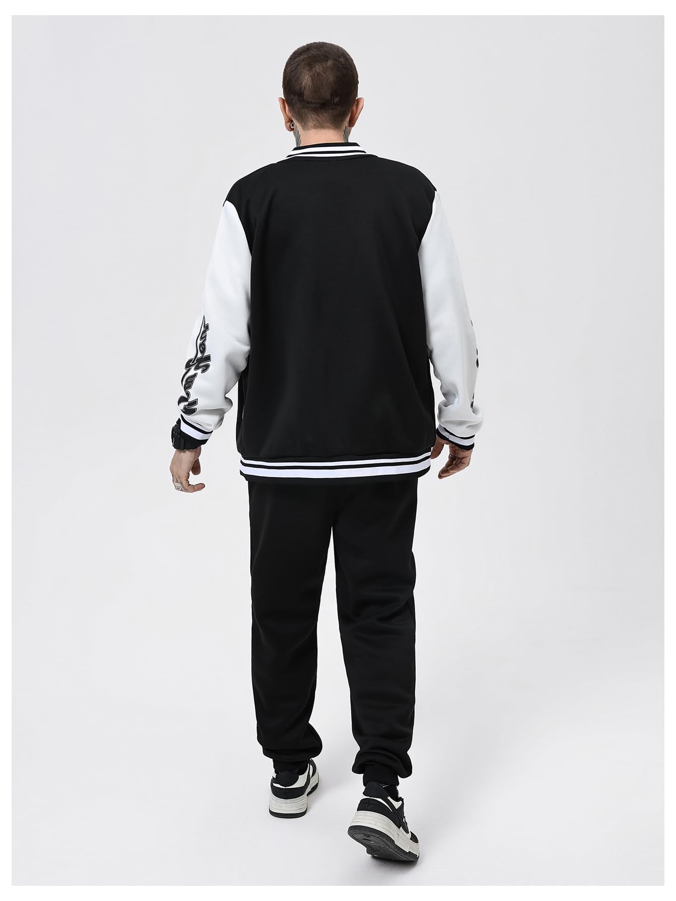 SOLY HUX Men's Varsity Jacket Color Block Letter Graphic Long Sleeve Baseball Jacket Bomber Coat