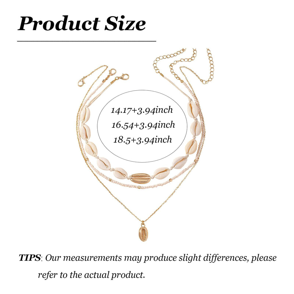 YANCHUN Shell Necklace Beach Jewelry for Women Sea Shell Necklace Layered Gold Shell Charm Necklaces Summer Outfits for Women Beach Fashion Accessories