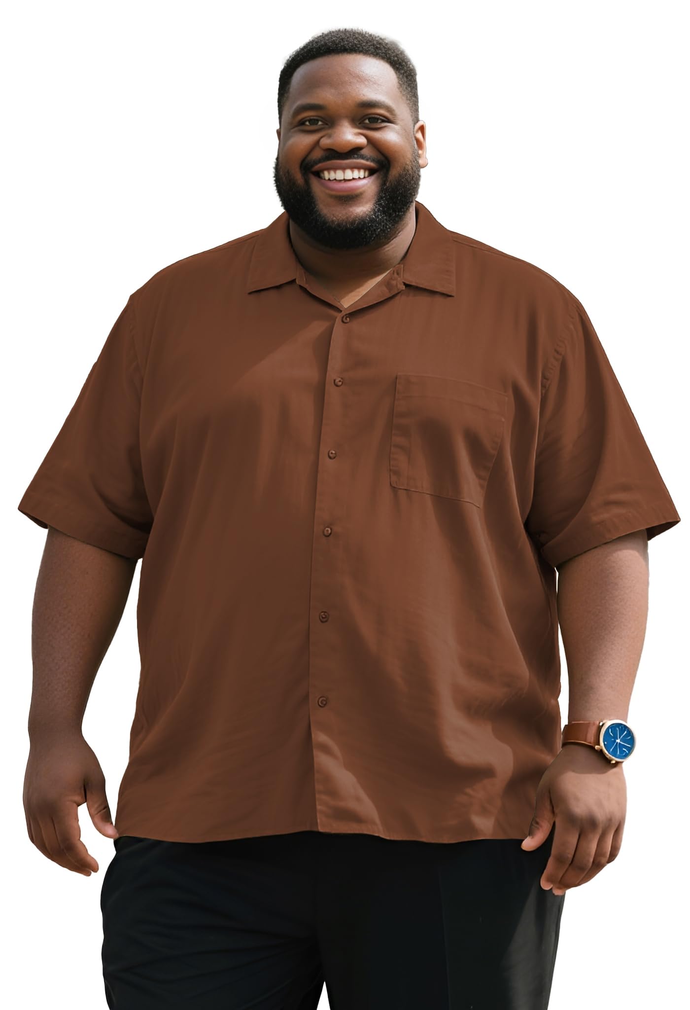 Yuyapu Button Down Shirt Men Causal Big and Tall Shirts for Men Short Sleeve Button up Summer Beach Work Shirts Plus Size