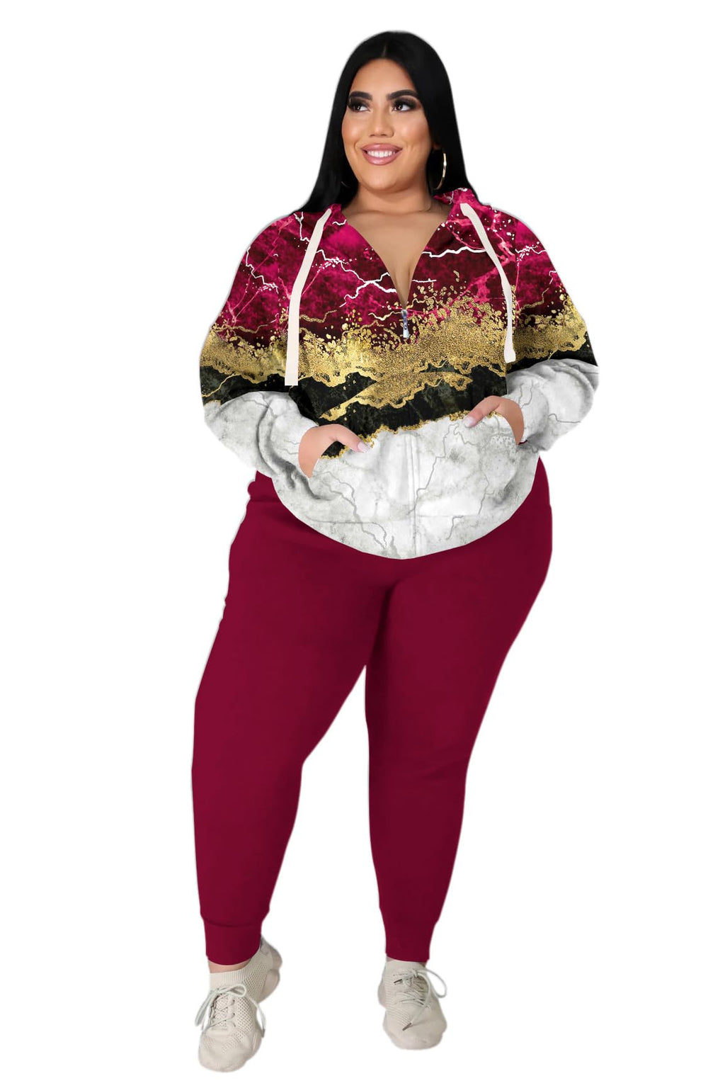 YeGine Womens Plus Size Two Piece Outfits Sweatsuits Casual Long Sleeve Set With Pockets