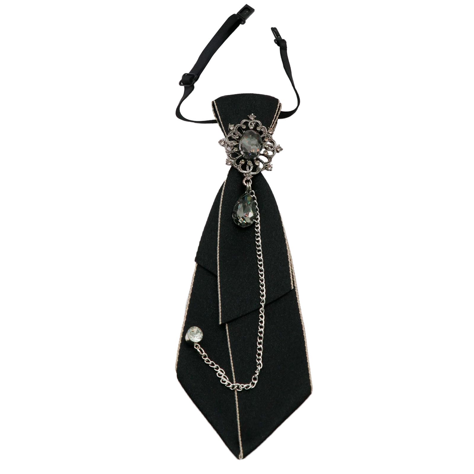 GHTIYLP Adjustable Ties for Women Vintage Womens Tie with Crystal, Pre-Tied Neck Tie for Women Girls Party School Work Casual