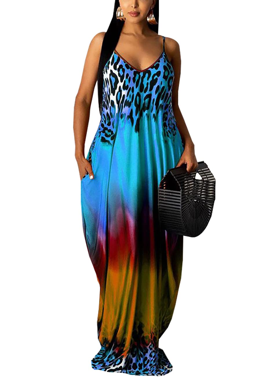 BessCops Summer Maxi Dresses for Women 2026 Plus Size Sundresses Casual Fashion Sleeveless Loose Long Sexy Dress with Pockets
