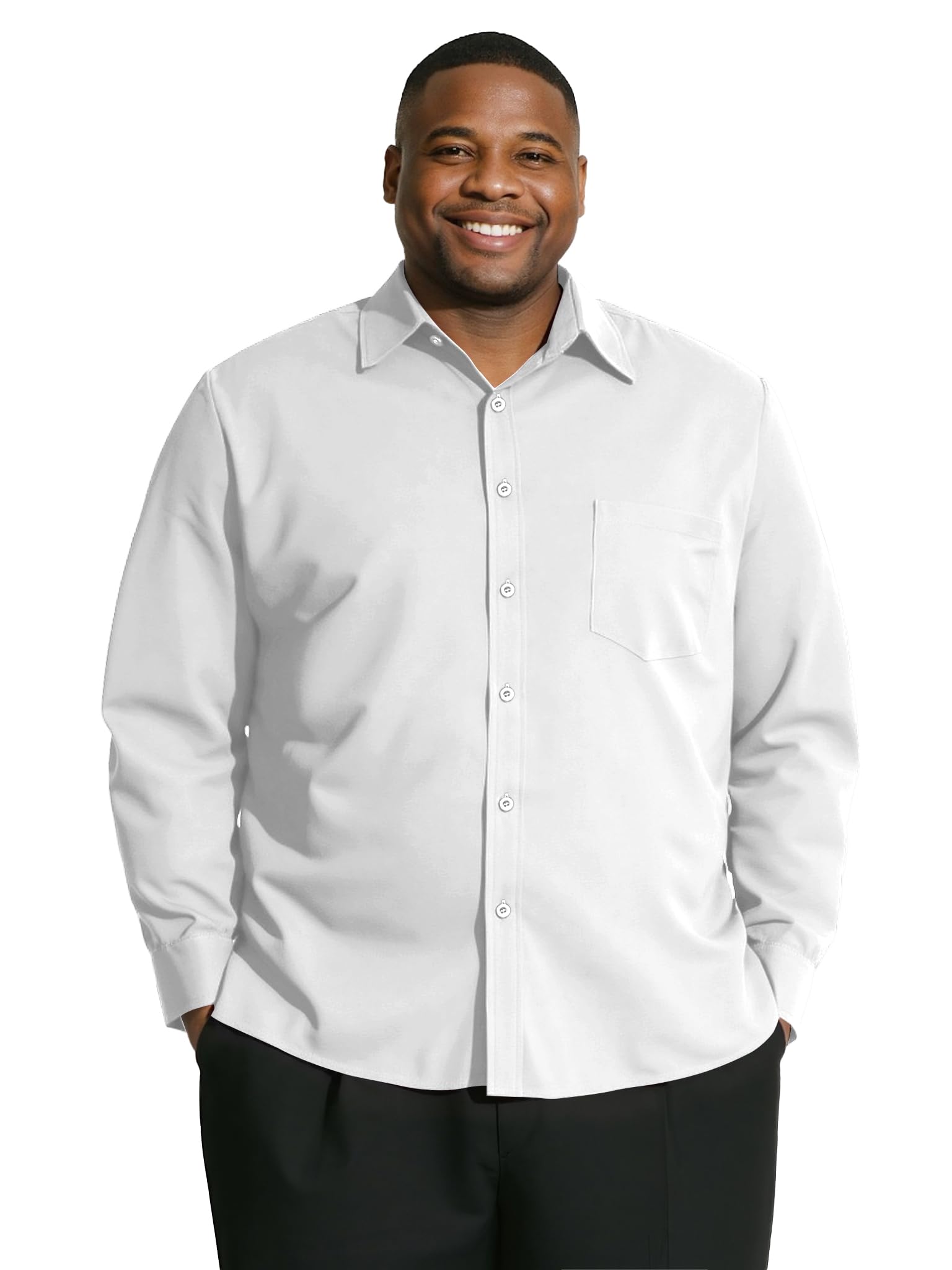 Yuyapu Big and Tall Shirts for Men, Long Sleeve Casual Dress Shirts Button Down with Pocket for Business,Travel,Daily Wear