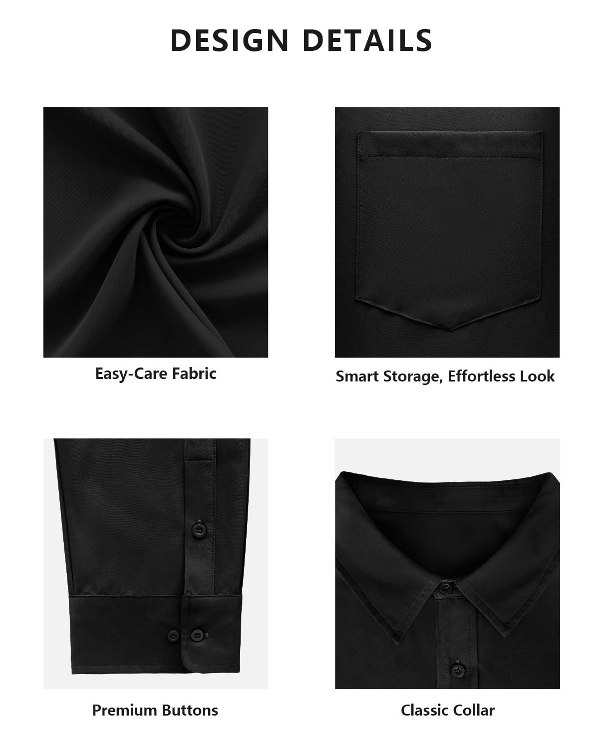 Yuyapu Big and Tall Shirts for Men, Long Sleeve Casual Dress Shirts Button Down with Pocket for Business,Travel,Daily Wear