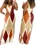 CHICME Women's Summer Maxi Dress Casual Thick Strap Square Neck Boho Sundress Split Vacation Dresses with Pockets