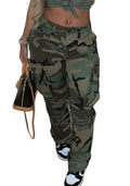 Vakkest Women's Oversized Camo Cargo Pants Jogger Trousers Workout Sweatpants Camouflage Army Fatigue with Pockets