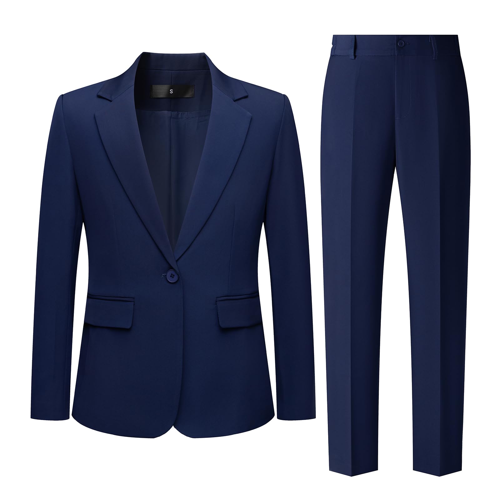 Women's 2 Piece Pant Suit Dressy Business Casual Outfits Notched Collar Blazer Professional Pantsuits Set for Work Office