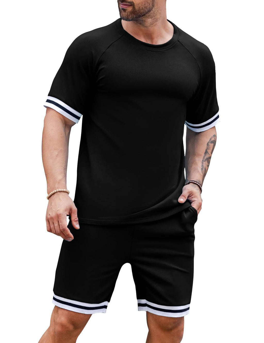 Babioboa Mens Short Sets 2 Piece Outfits Fashion Summer Tracksuit Casual Shirt Shorts Slim Fit Athletic Sports Sweatsuit