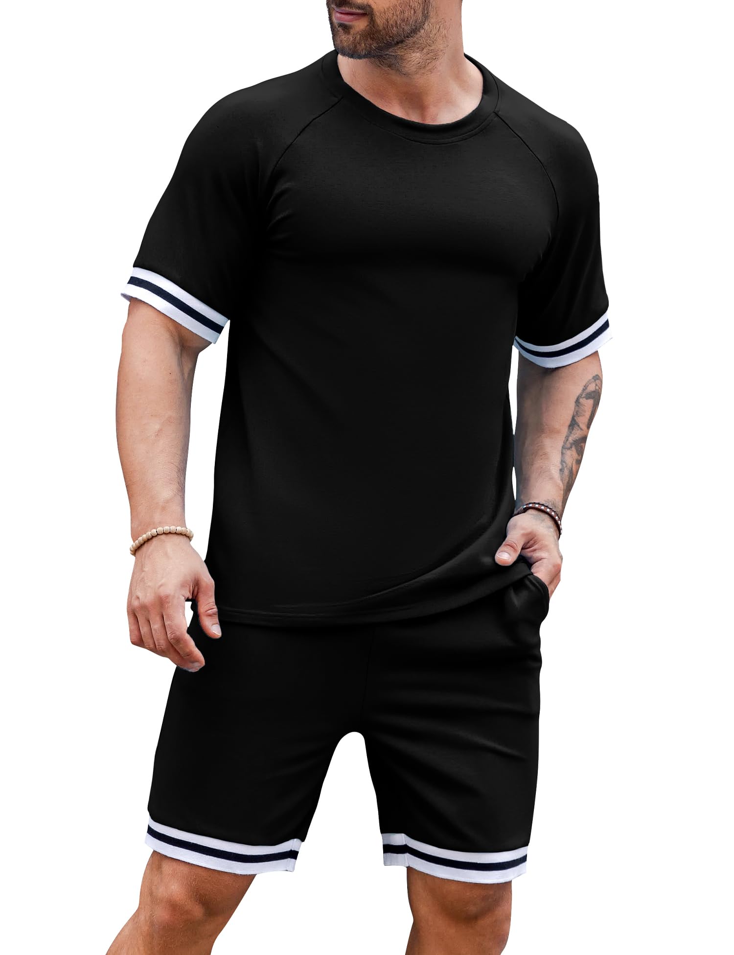 Babioboa Mens Short Sets 2 Piece Outfits Fashion Summer Tracksuit Casual Shirt Shorts Slim Fit Athletic Sports Sweatsuit