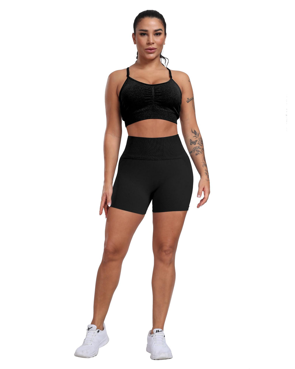 CHRLEISURE Workout Shorts Sets for Women, High Waisted Gym Butt Lifting Scrunch Butt Seamless Shorts