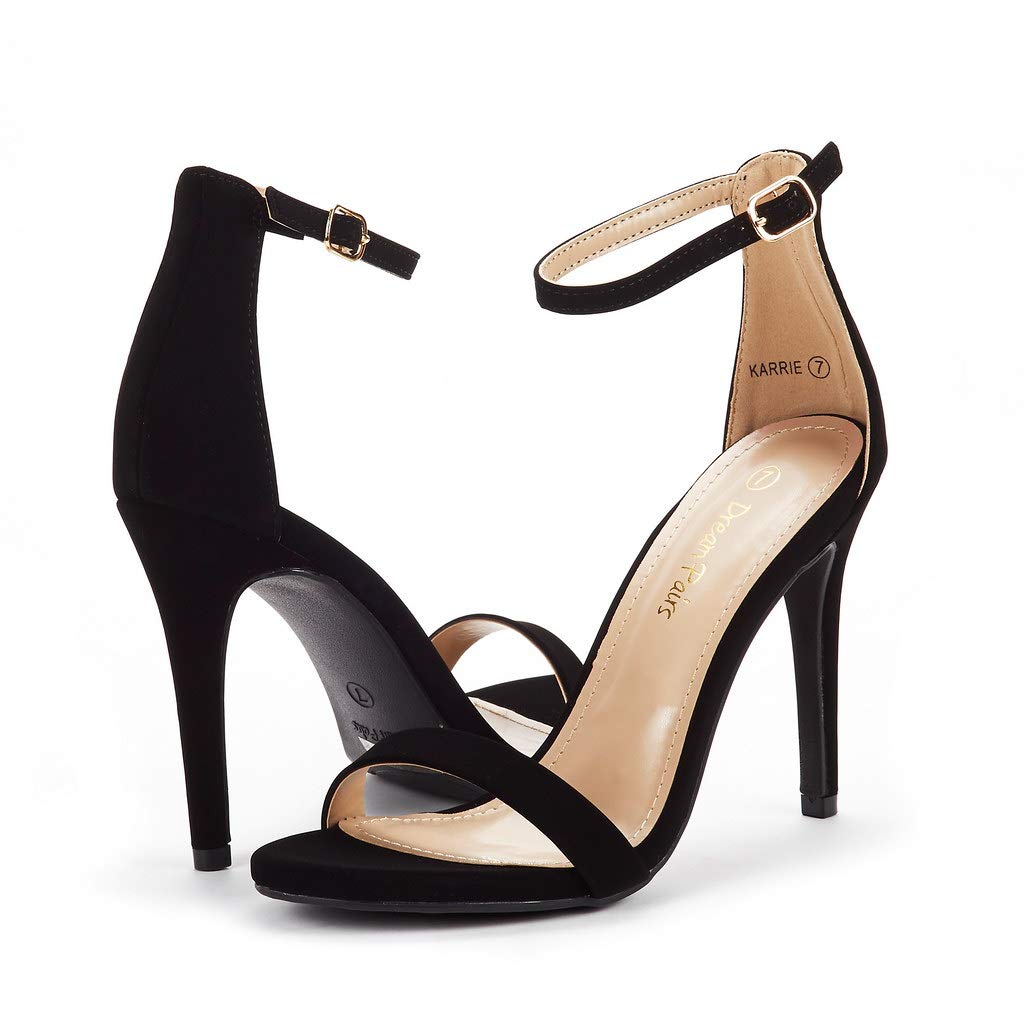 DREAM PAIRS Women's High Heels Flower Ankle Strap Stilettos Round Open Toe Dressy Sexy Sandals