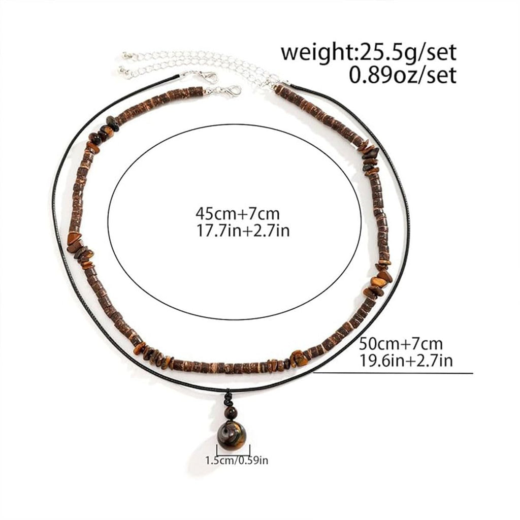cotwdi Puka Shell Necklace Men Beaded Beach Necklaces for Men Surfer Necklace Black Brown Wood Beaded Jewelry Coconut Shell Conch Cowrie Seashell Necklaces Hawaiian Summer Beach Jewelry