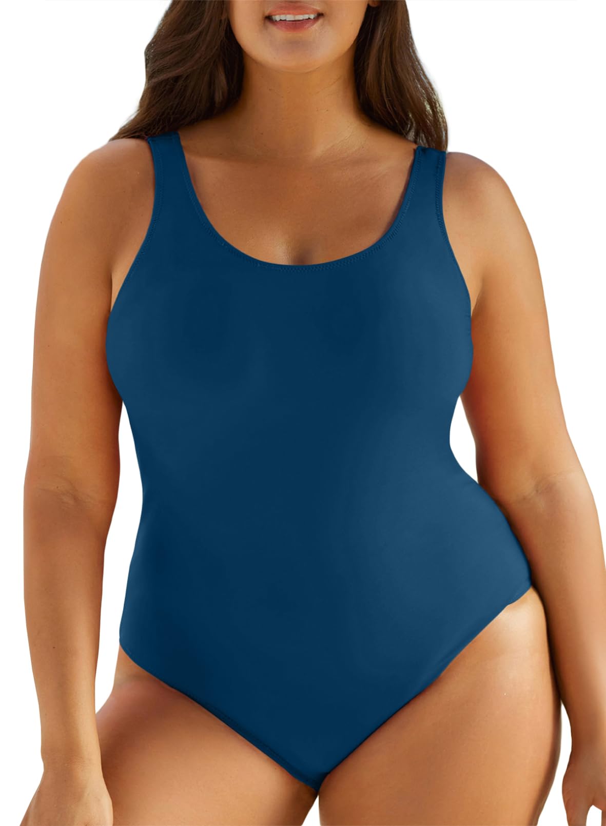 Eytino Plus Size Swimsuit for Women Back Crisscross Sports Tummy Control One Piece Bathing Suits(1X-5X)