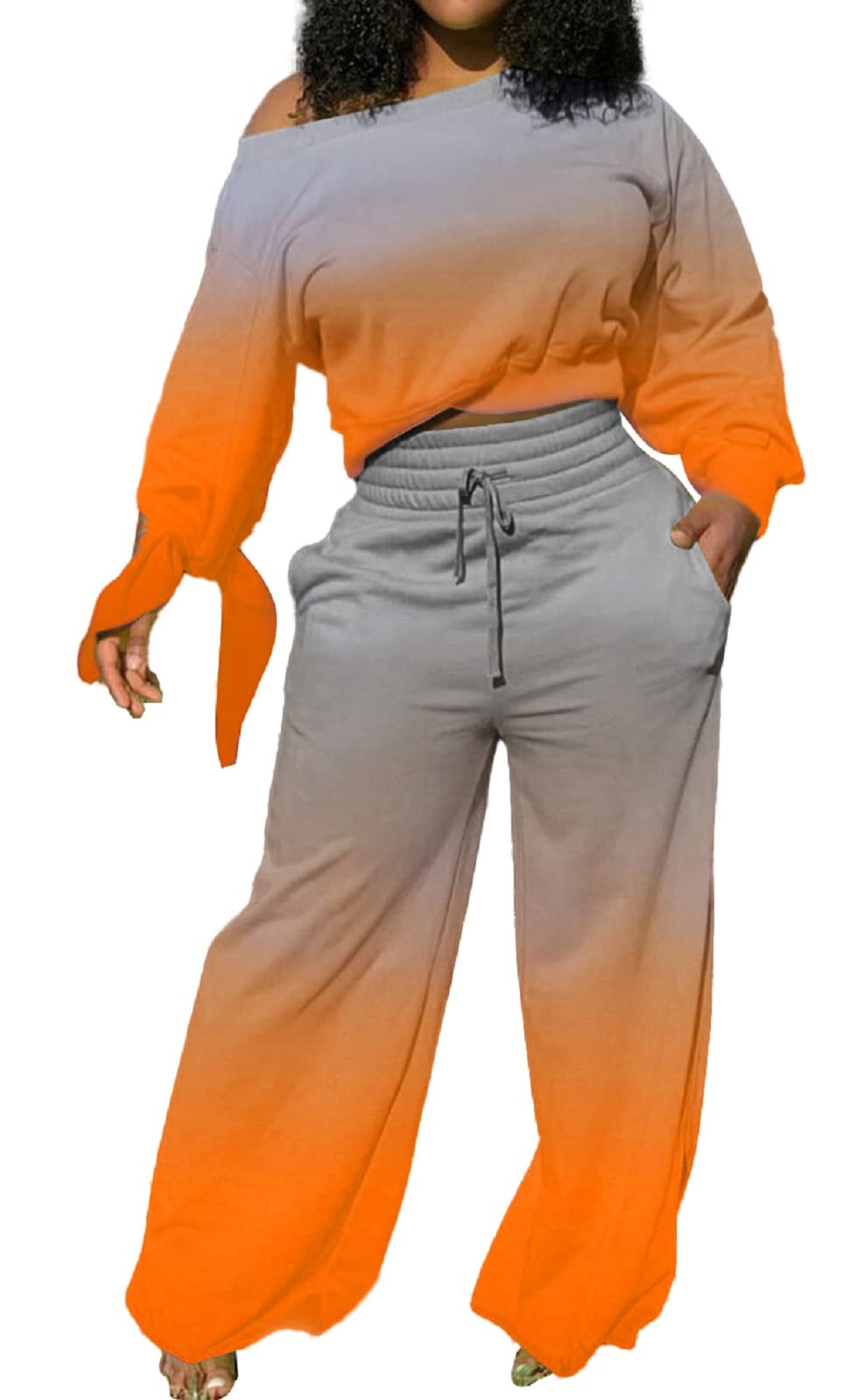Yiershu Lounge Sets for Women 2026 Sweatsuits 2 Piece Outfit Tracksuit Matching Set Wide Leg Sweatpant