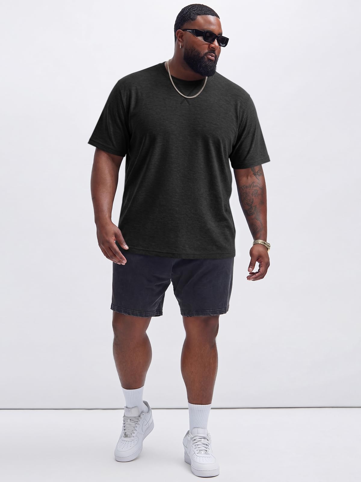 Runcati Mens Big and Tall Shirts Short Sleeve Crew Neck Casual T-Shirt Summer Longline Hipster Tee Shirts