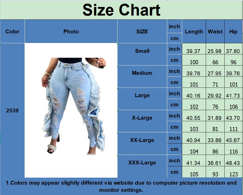 SperLucky Plus Size Jeans for Women Blue High Waisted Distressed Casual Jeans