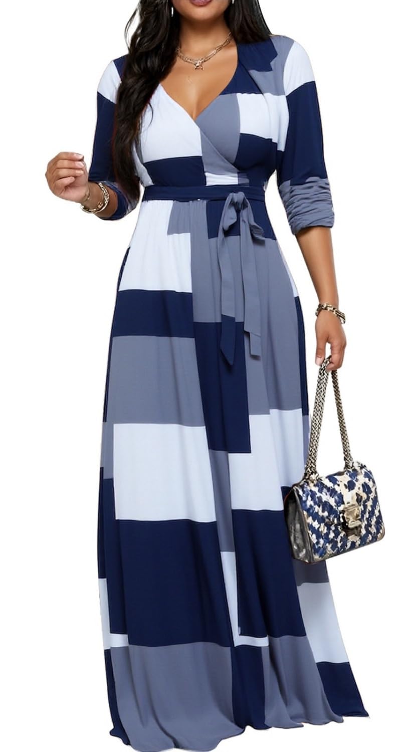 Maxi Dresses for Women Long Dress Casual V-Neck Loose Prom Dresses All Seasons