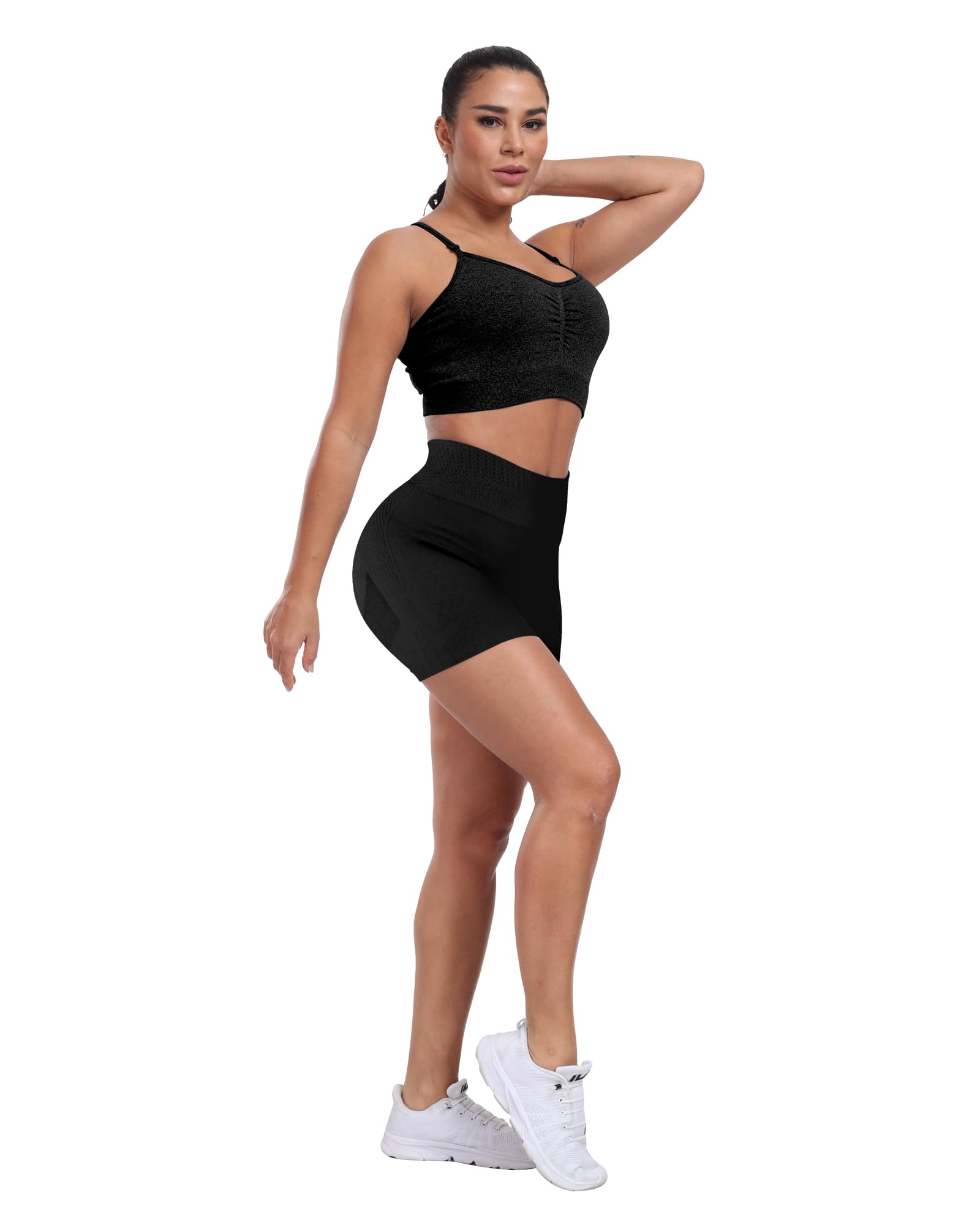 CHRLEISURE Workout Shorts Sets for Women, High Waisted Gym Butt Lifting Scrunch Butt Seamless Shorts
