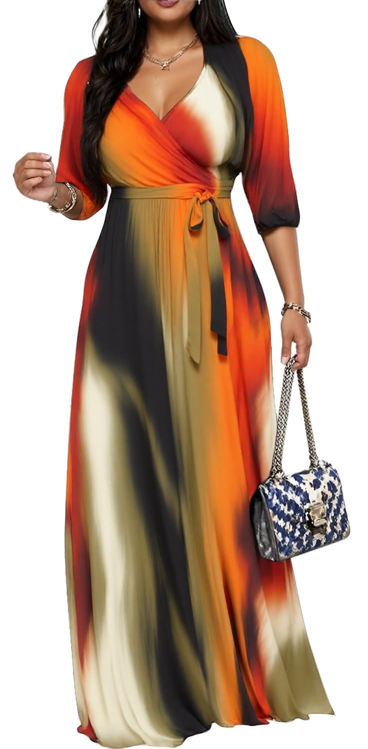 Maxi Dresses for Women Long Dress Casual V-Neck Loose Prom Dresses All Seasons