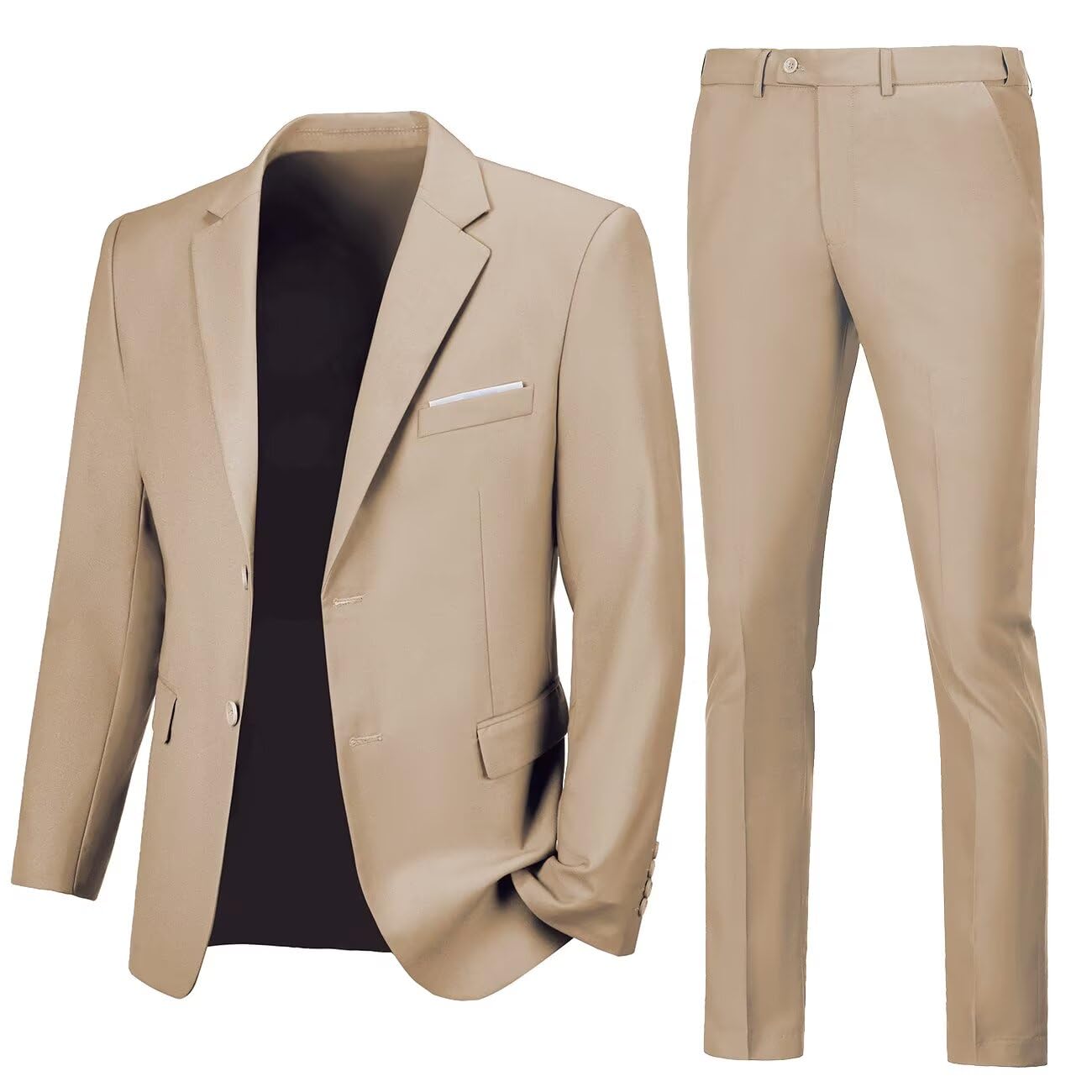 Lynerun Mens 2 Piece Slim Fit Suit Two Button Formal Solid Suit Jacket Pants Set Wedding Work Prom Tuxedo Men