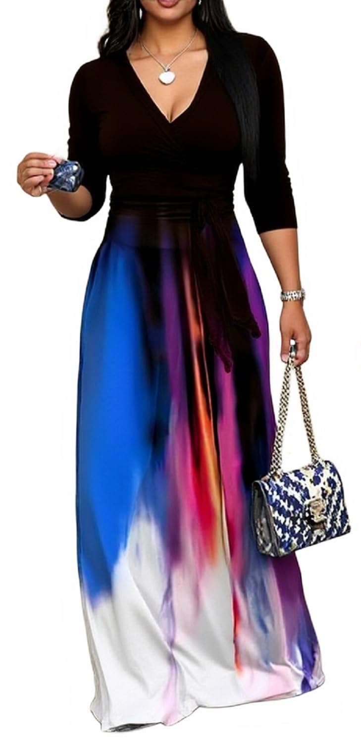 Maxi Dresses for Women Long Dress Casual V-Neck Loose Prom Dresses All Seasons