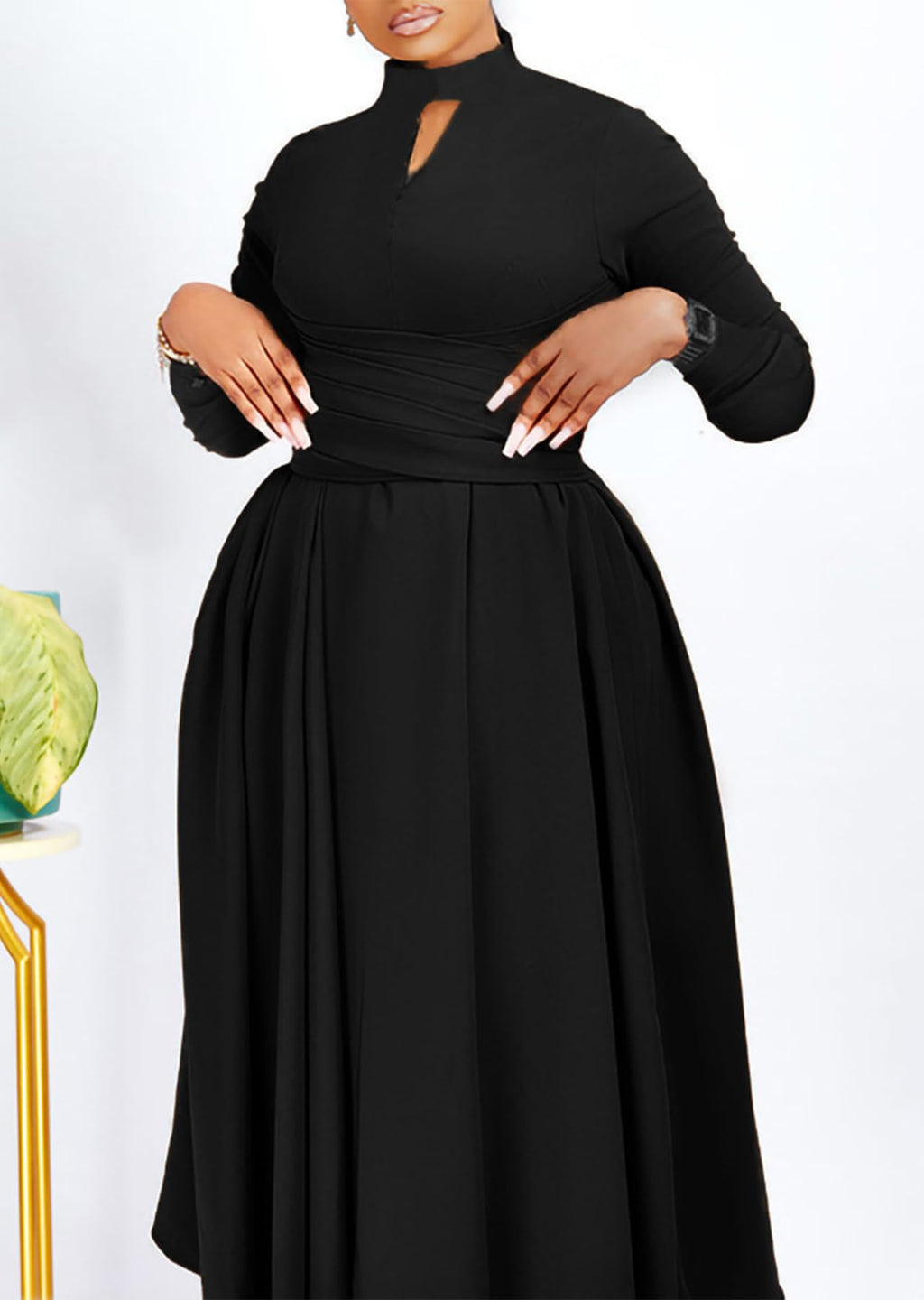 Symina Women's Long Sleeve Maxi Dress Church Cocktail African Formal Fall Dresses Plus Size Wedding Guest Dress