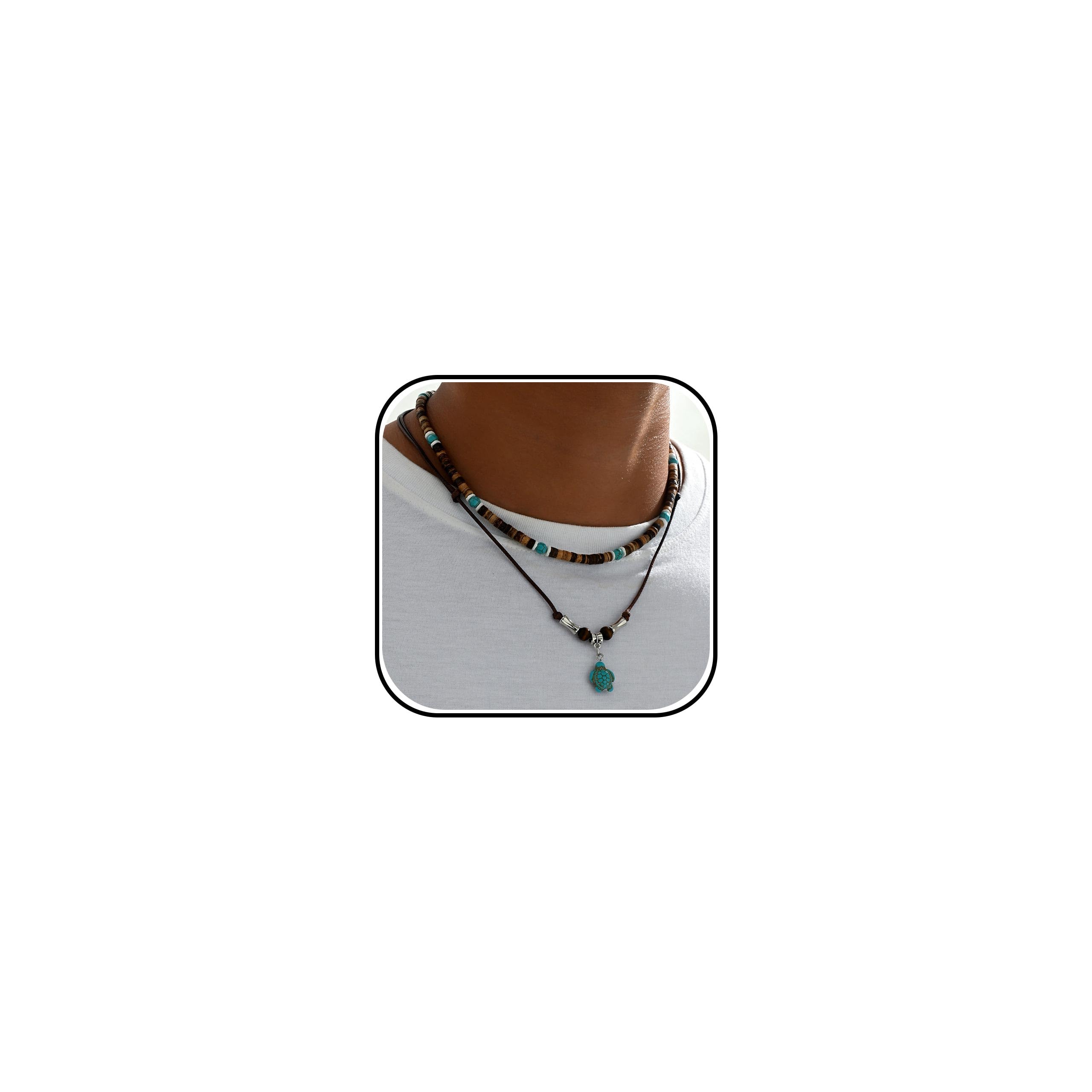 Your Always Charm Mens Necklaces Puka Shell Necklaces for Men Surfer Beaded Choker Necklace Summer Beach Jewelry Gifts for Son Dad Husband