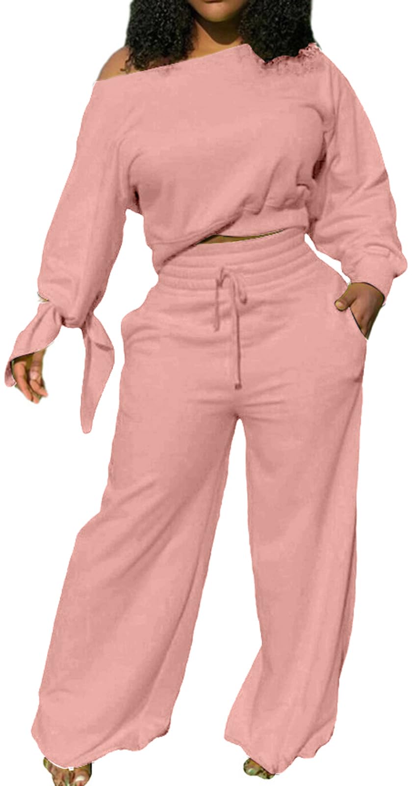 Yiershu Lounge Sets for Women 2026 Sweatsuits 2 Piece Outfit Tracksuit Matching Set Wide Leg Sweatpant