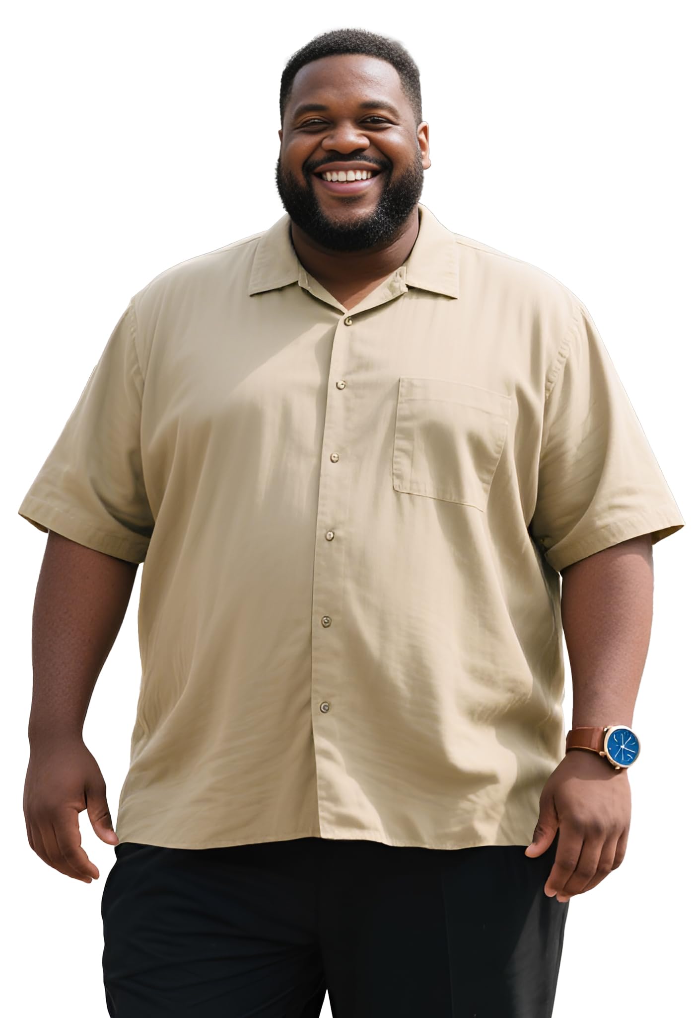 Yuyapu Button Down Shirt Men Causal Big and Tall Shirts for Men Short Sleeve Button up Summer Beach Work Shirts Plus Size