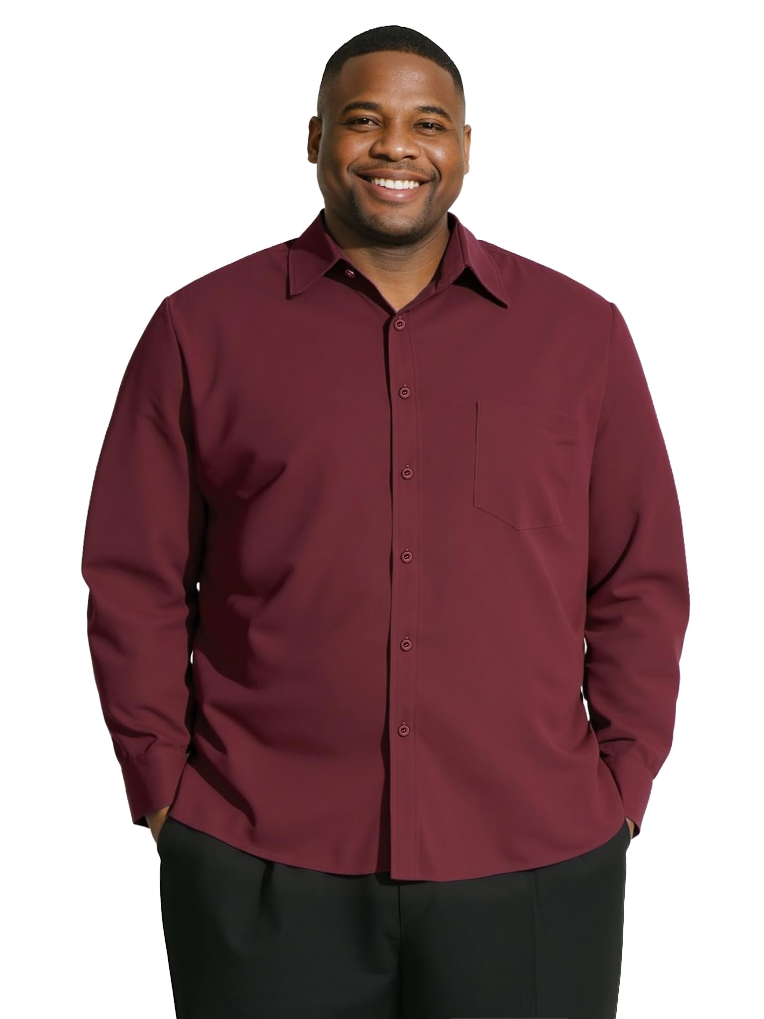 Yuyapu Big and Tall Shirts for Men, Long Sleeve Casual Dress Shirts Button Down with Pocket for Business,Travel,Daily Wear