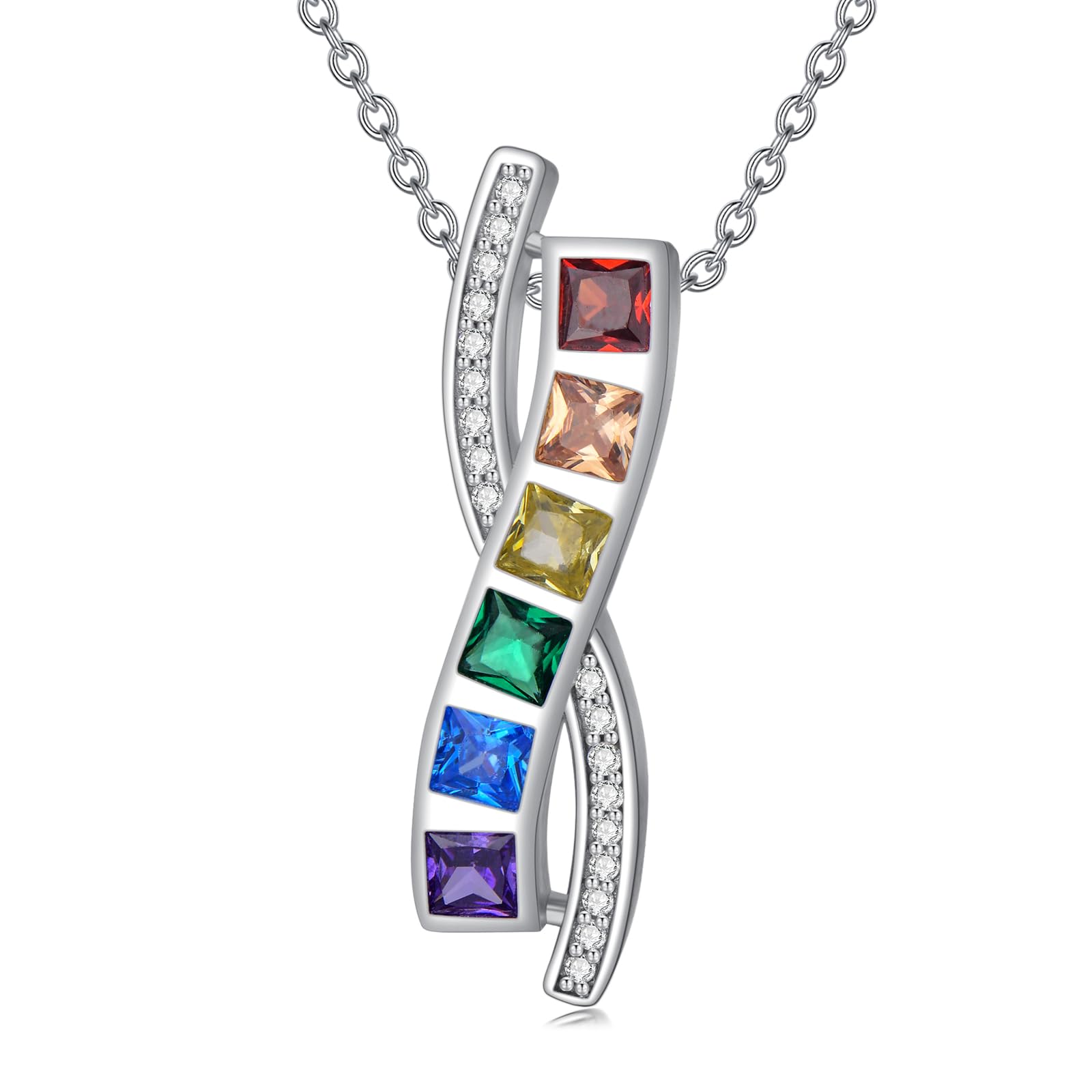 KoyeKei Pride Necklace Gifts for Women Men 925 Sterling Silver Rainbow Pride Pendant LGBT Gay Necklace Jewelry Gifts for Lesbian