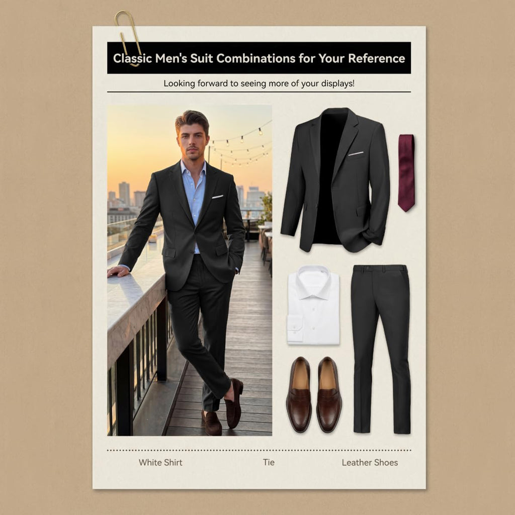 Lynerun Mens 2 Piece Slim Fit Suit Two Button Formal Solid Suit Jacket Pants Set Wedding Work Prom Tuxedo Men