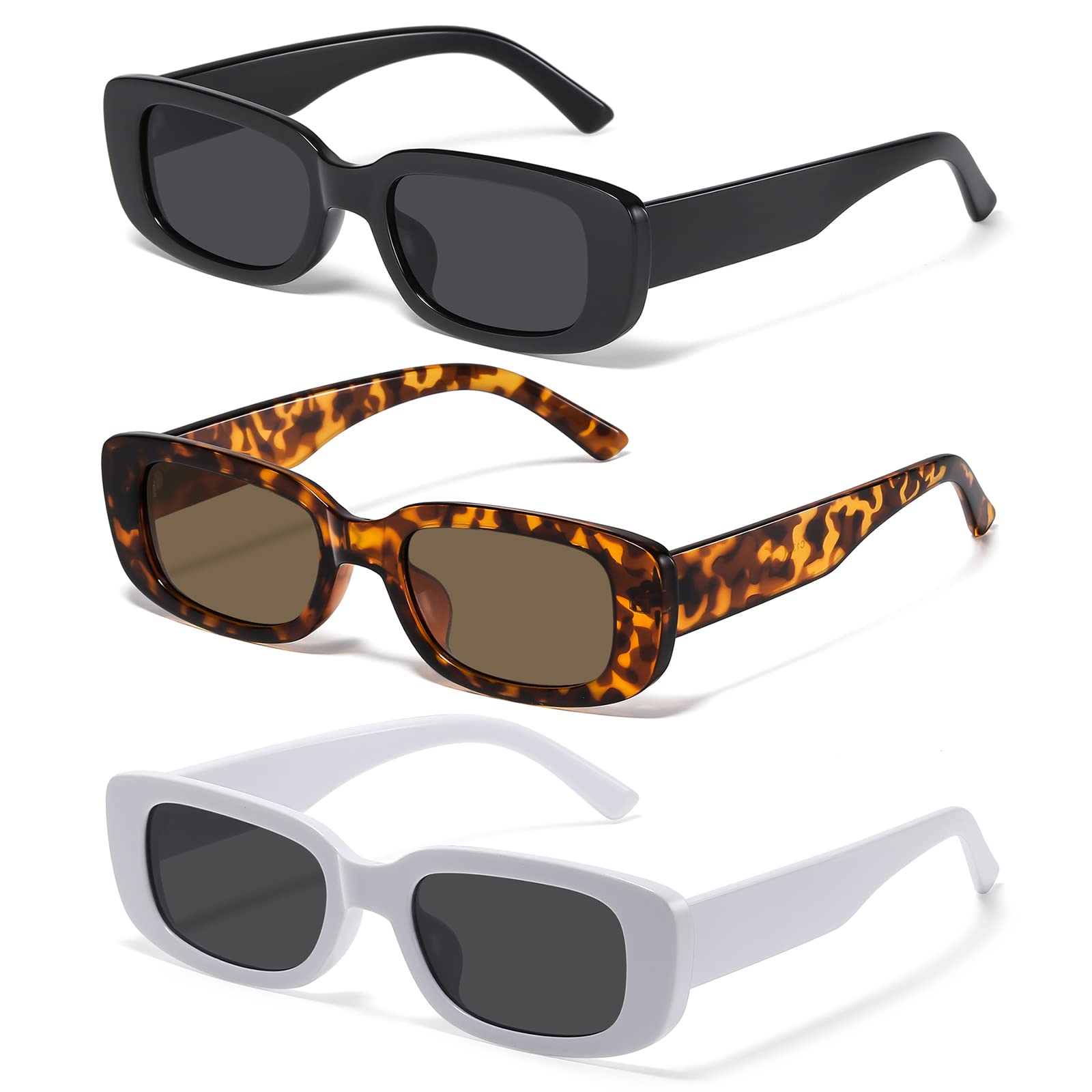 JASPIN Rectangle Sunglasses for Women Men Trendy Y2k Retro 90s Sun Glasses UV Protection Cool Square Frame