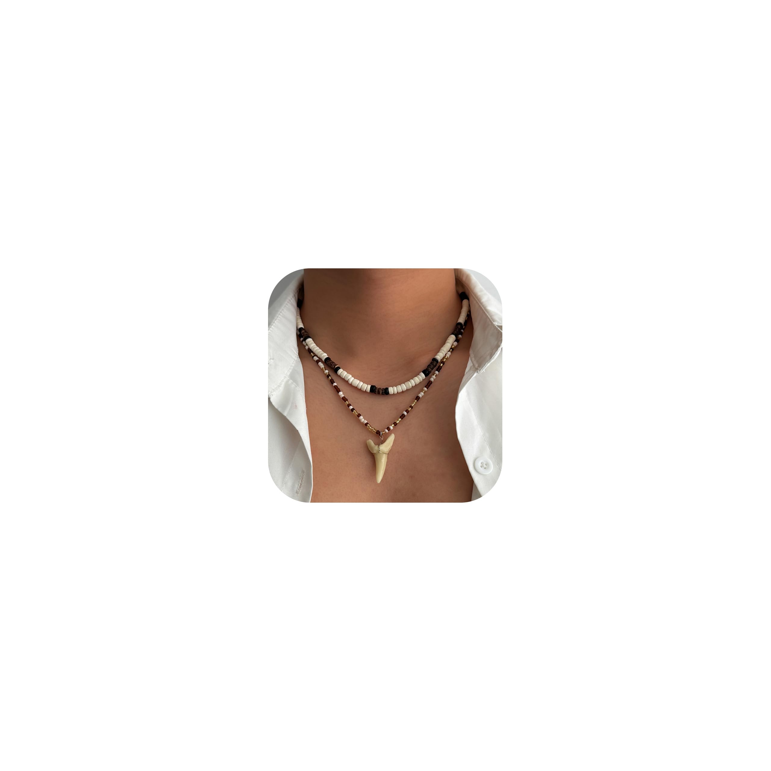 Your Always Charm Mens Necklaces Puka Shell Necklaces for Men Surfer Beaded Choker Necklace Summer Beach Jewelry Gifts for Son Dad Husband