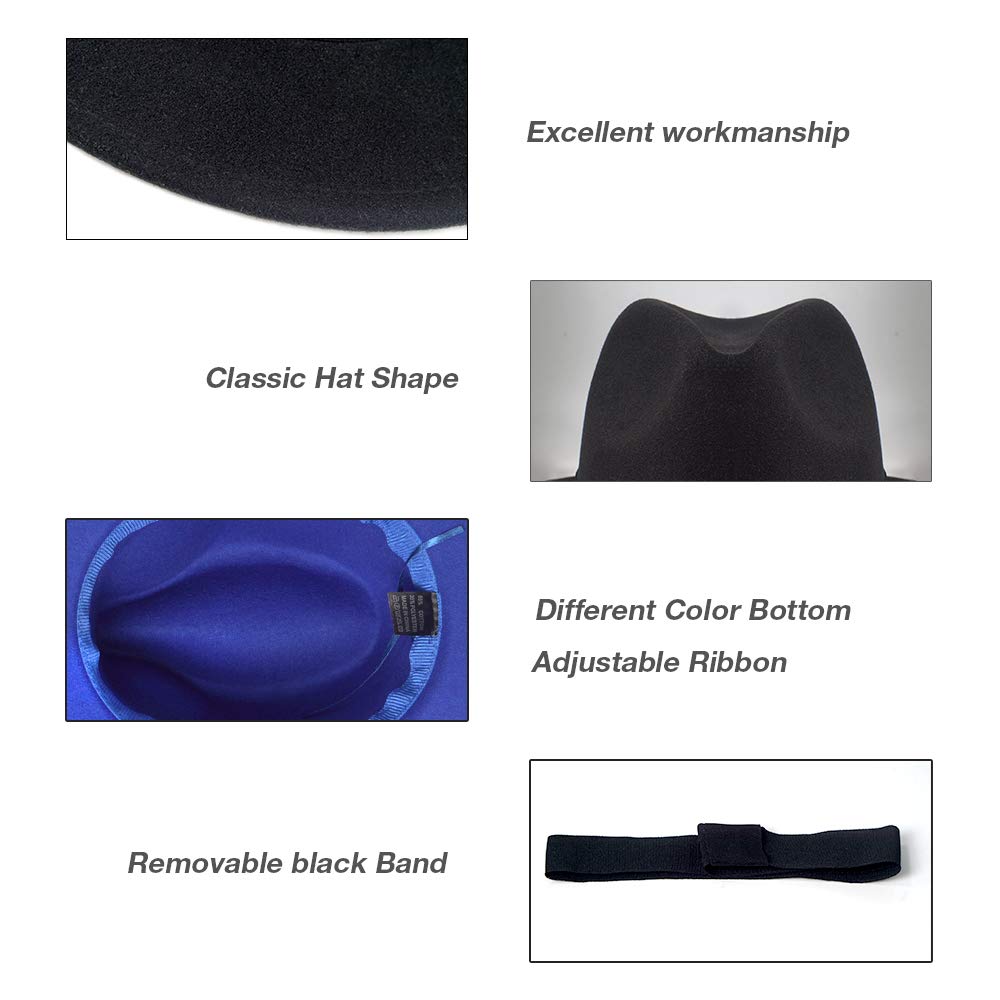 FADACHY Trendy Fedora Hats for Men & Women Wide Brim Felt Hat Dress Panama Hat Two Tone Fedora