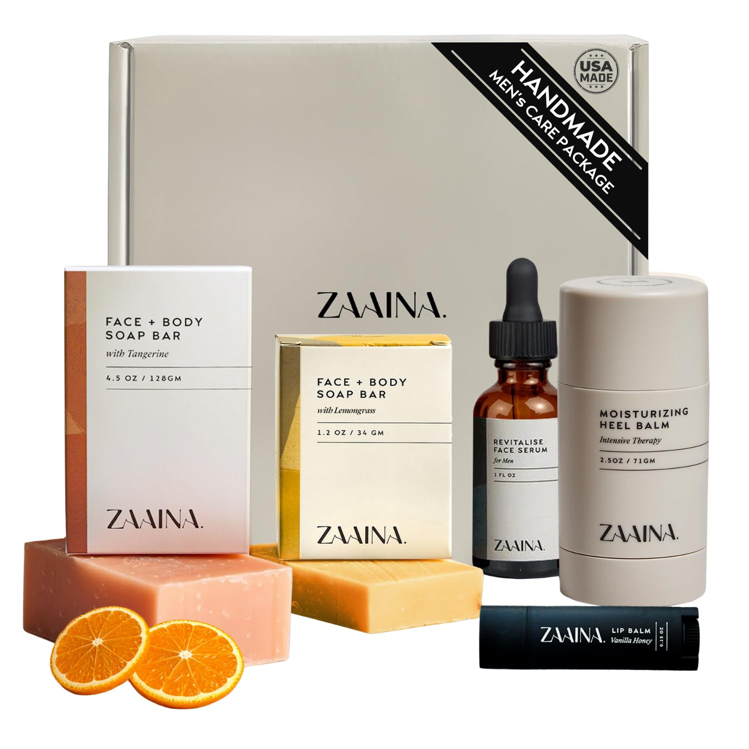 Men's Self Care Package, Relaxation Spa Gift Set for Him - Luxury Natural Handmade Men Skin Care Kit, Unique Self Care Gift for Men by ZAAINA