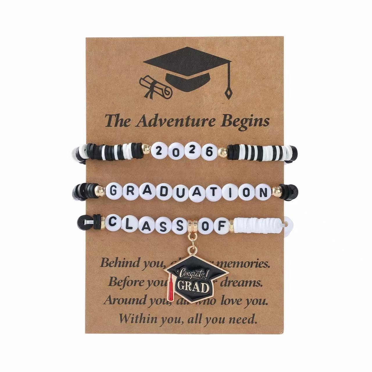 Szwyymybsr Graduation Bracelet for Men Women, Class of 2026, Grade, High School, College, Masters Degree, Graduation Bracelet for Friend Daughter Sister Granddaughter With Graduation Meaningful Cards