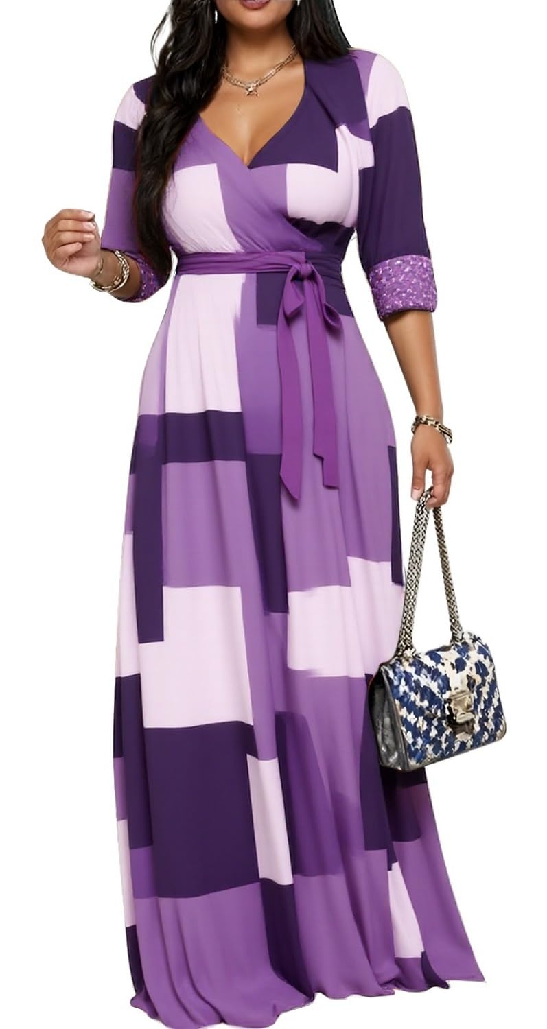 Maxi Dresses for Women Long Dress Casual V-Neck Loose Prom Dresses All Seasons