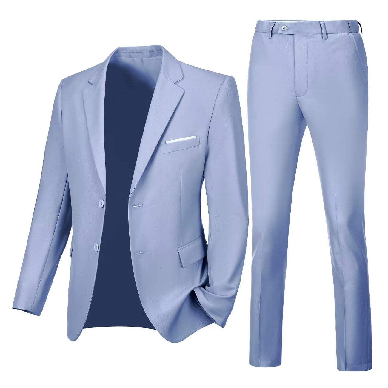 Lynerun Mens 2 Piece Slim Fit Suit Two Button Formal Solid Suit Jacket Pants Set Wedding Work Prom Tuxedo Men