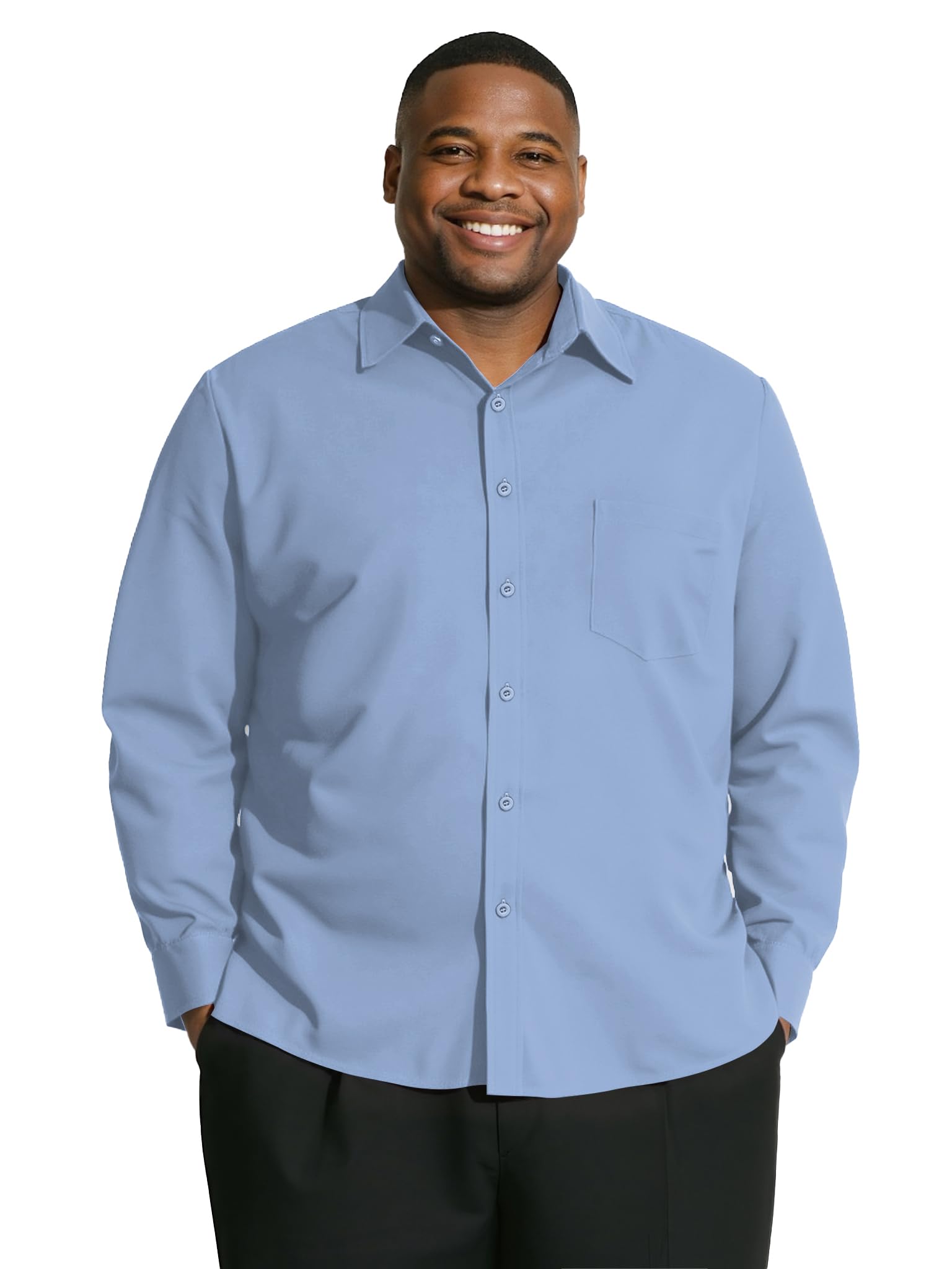 Yuyapu Big and Tall Shirts for Men, Long Sleeve Casual Dress Shirts Button Down with Pocket for Business,Travel,Daily Wear