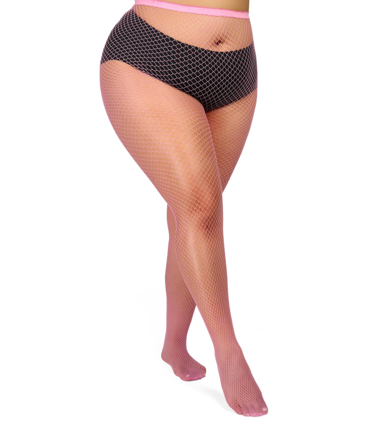ANNTXL Plus Size Fishnet Tights Mesh Stockings Woman's Pantyhose Hosiery High Waist-Medium Mesh