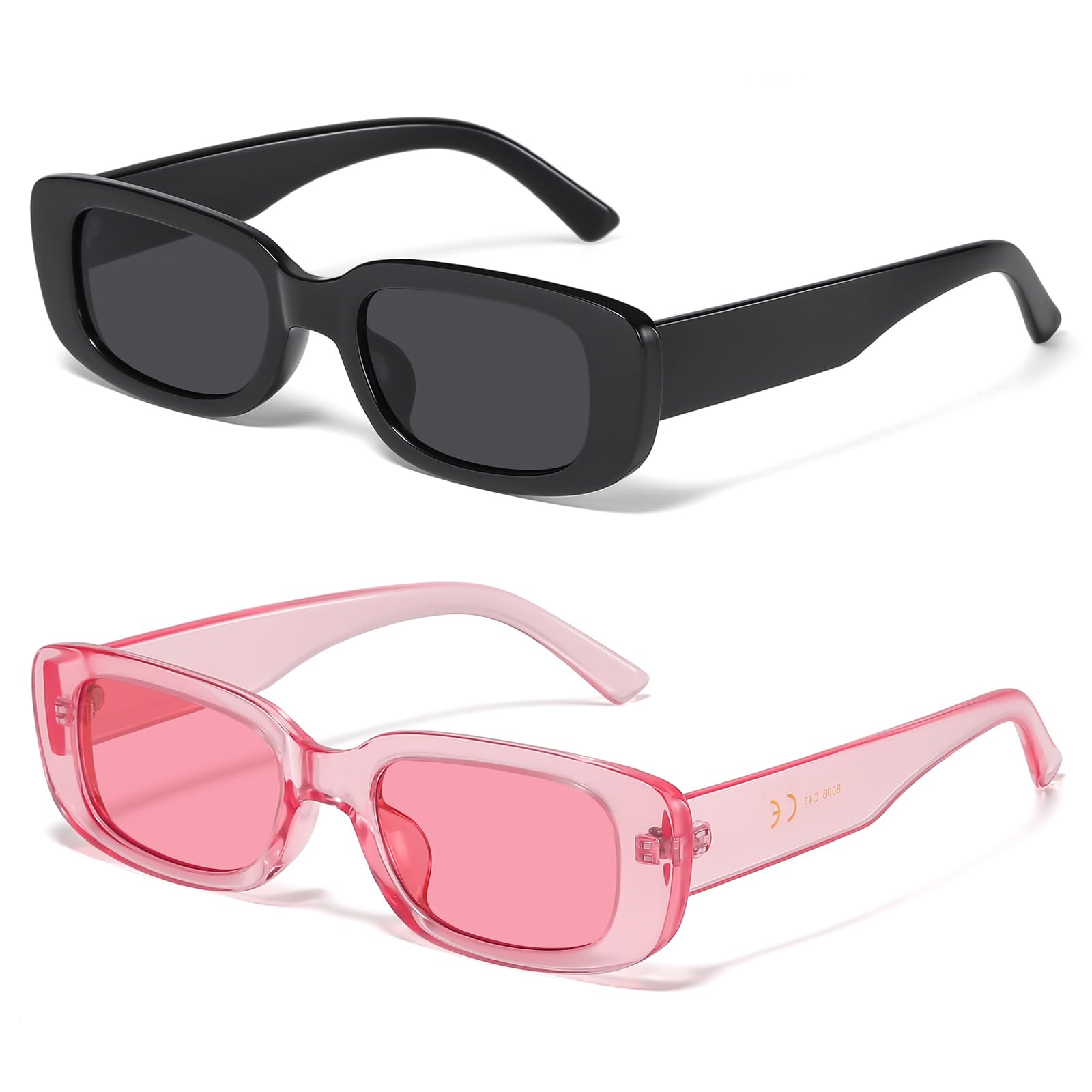 JASPIN Rectangle Sunglasses for Women Men Trendy Y2k Retro 90s Sun Glasses UV Protection Cool Square Frame