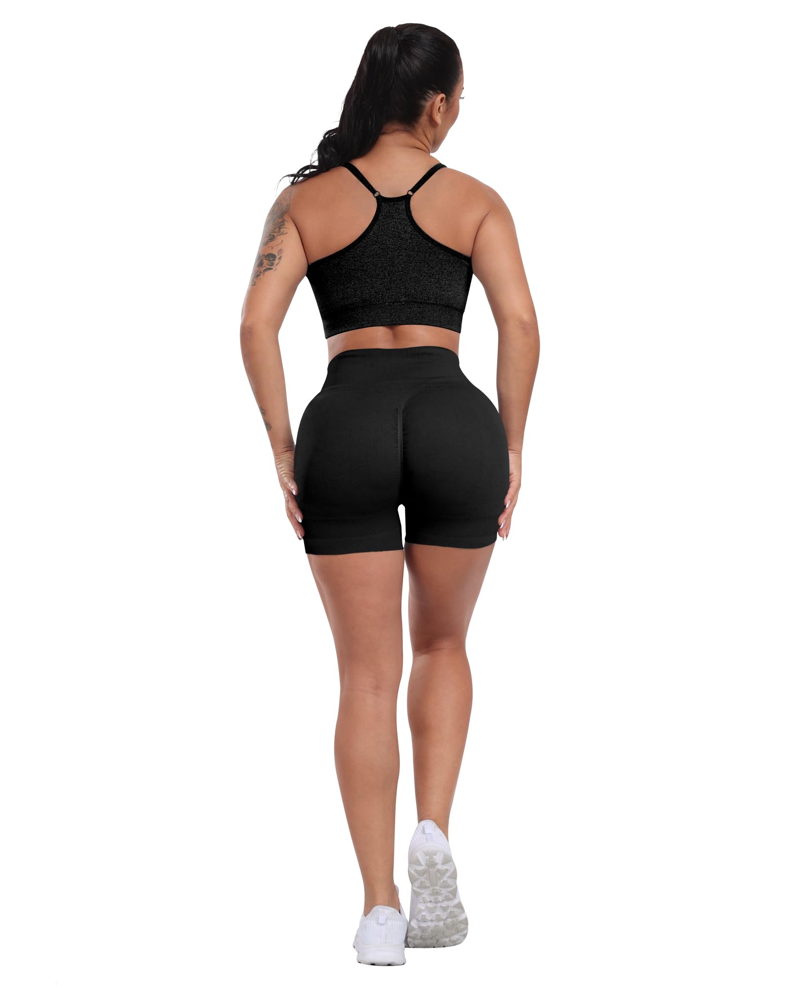 CHRLEISURE Workout Shorts Sets for Women, High Waisted Gym Butt Lifting Scrunch Butt Seamless Shorts