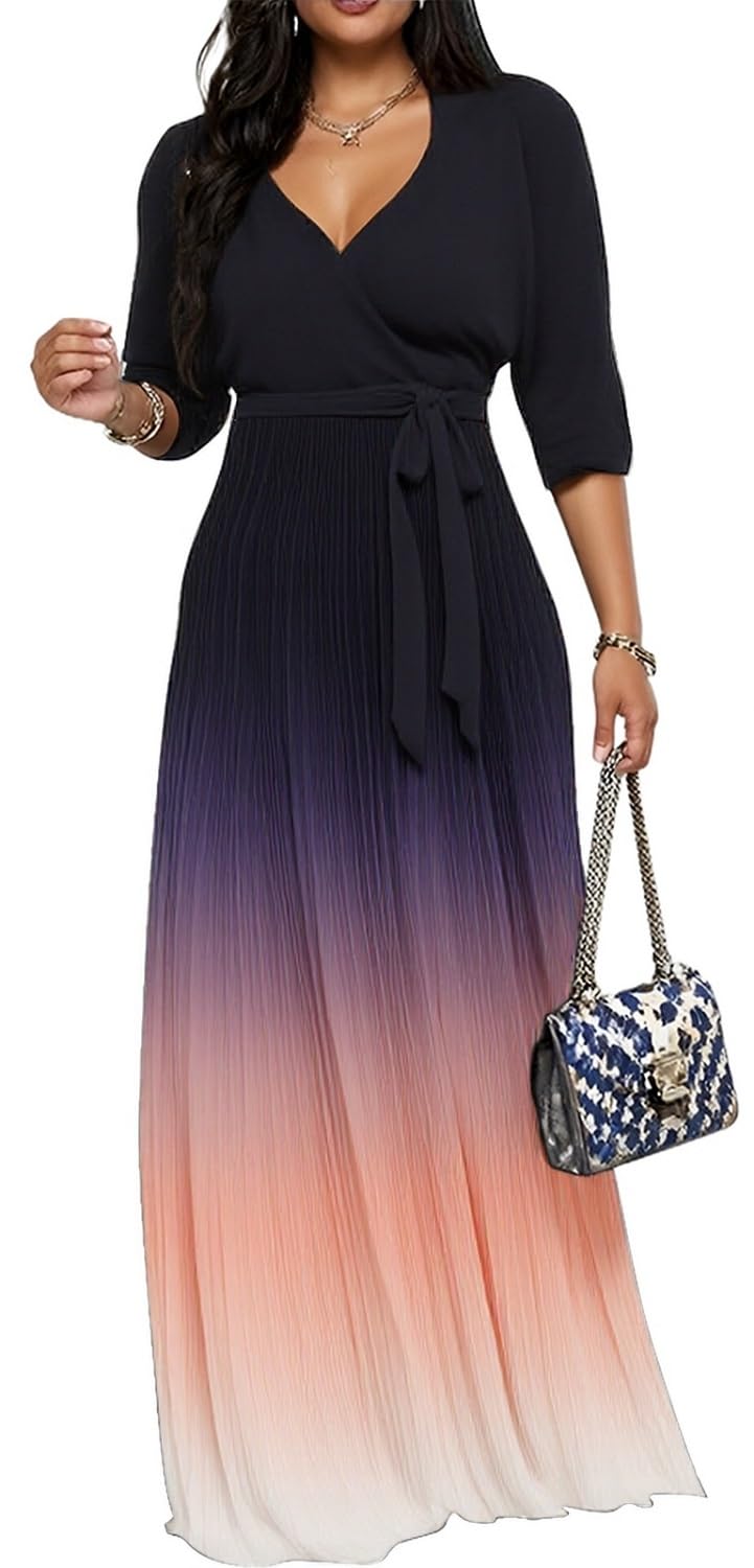 Maxi Dresses for Women Long Dress Casual V-Neck Loose Prom Dresses All Seasons
