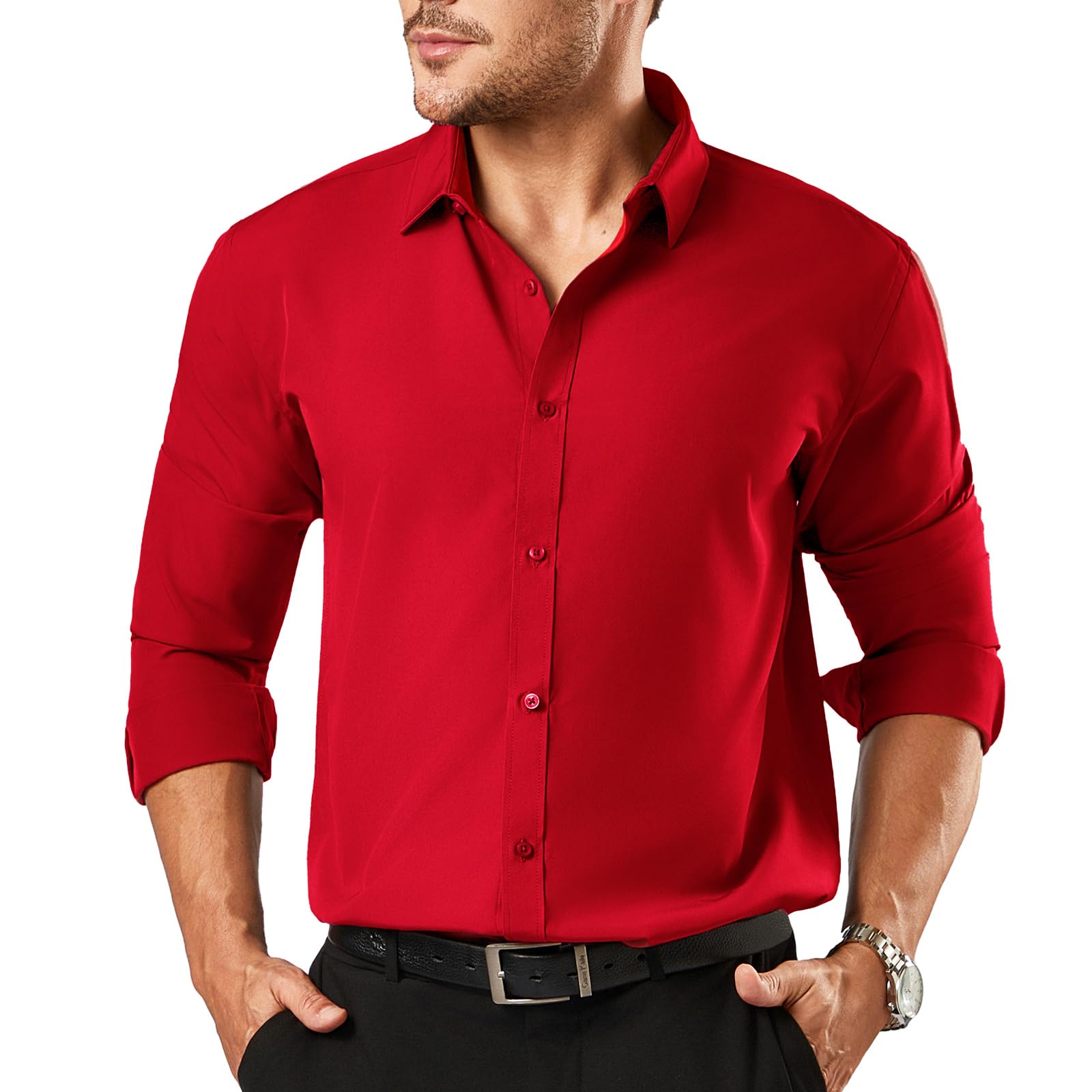 BEFRIED Dress Shirts for Men Big and Tall(XL Big-6XL Big Tall) Button Down Long Sleeve Tuxedo Business Casual Collared Shirt