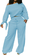 Yiershu Lounge Sets for Women 2026 Sweatsuits 2 Piece Outfit Tracksuit Matching Set Wide Leg Sweatpant