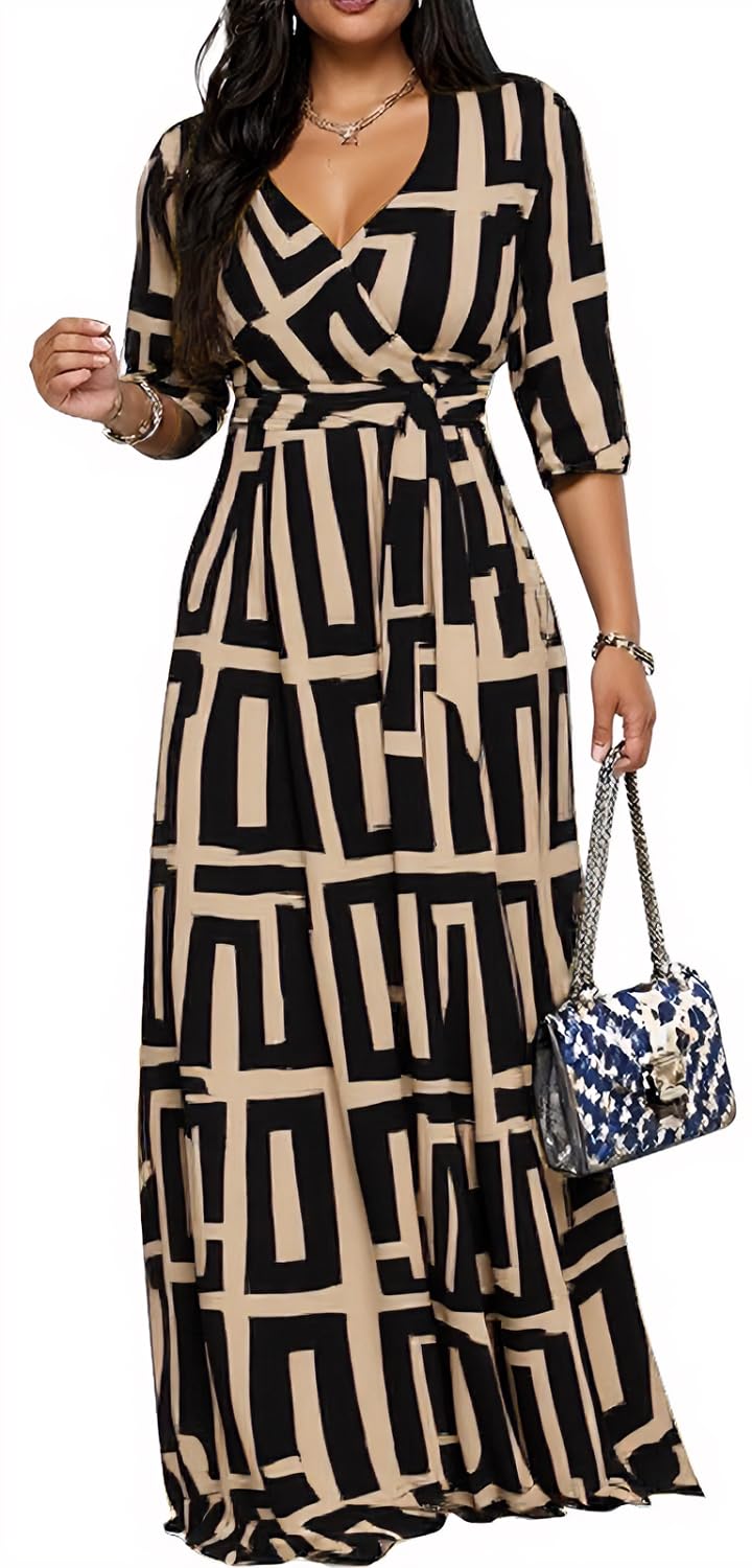 Maxi Dresses for Women Long Dress Casual V-Neck Loose Prom Dresses All Seasons