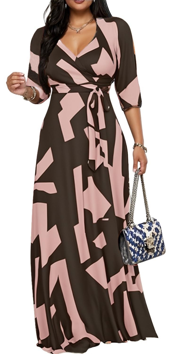 Maxi Dresses for Women Long Dress Casual V-Neck Loose Prom Dresses All Seasons