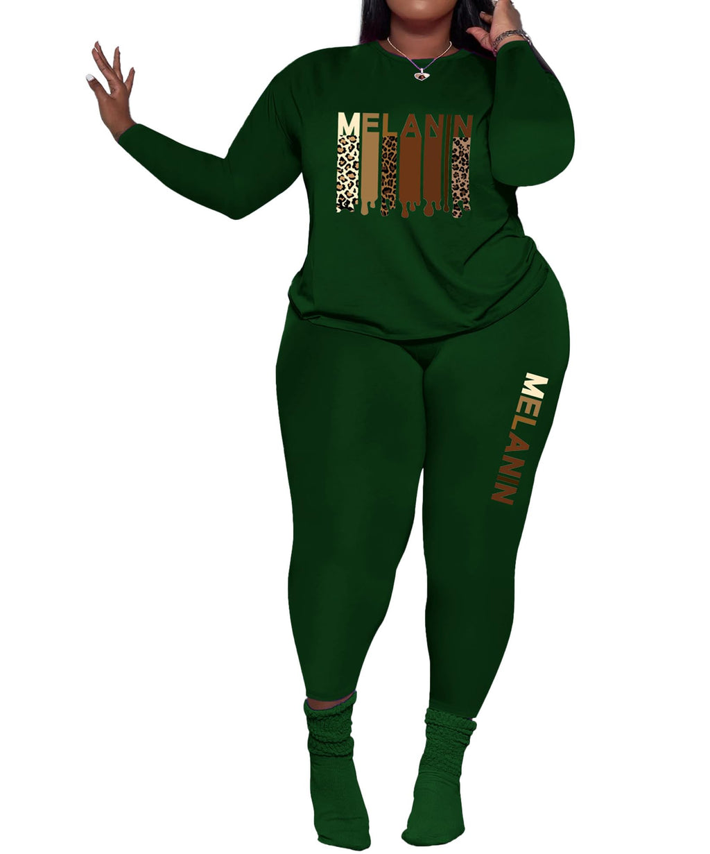 PINSV Women's Plus Size 2 Piece Outfits Tracksuits Long Sleeve Top Pants Sets Sweatsuit